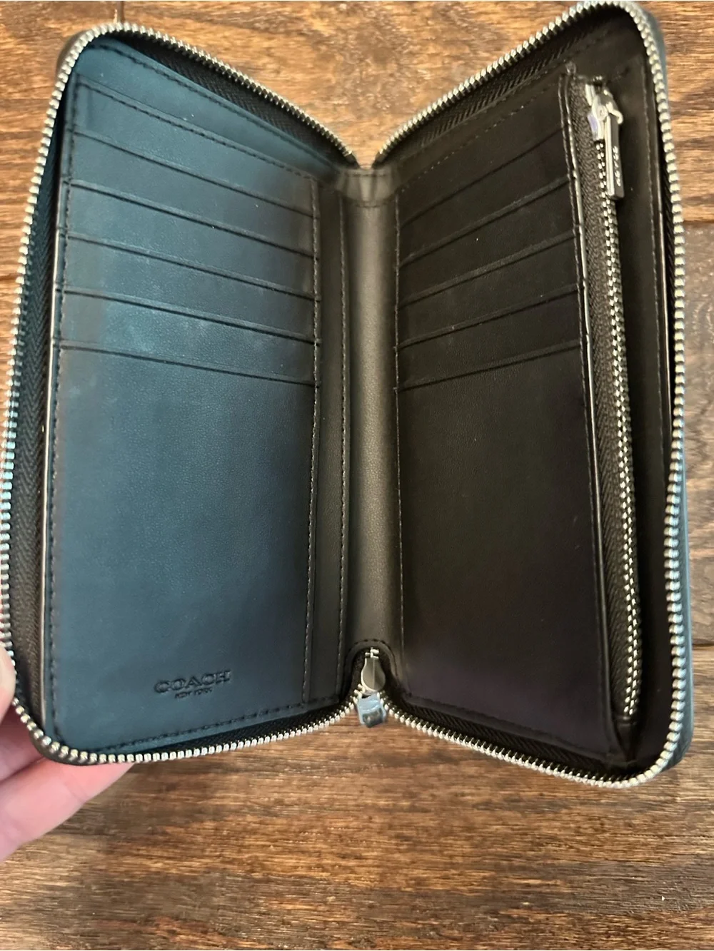 Coach Black Leather Zip Wallet
